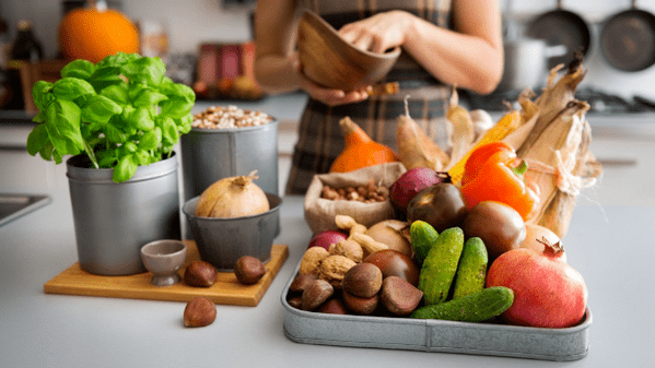 Vegetables and walnuts